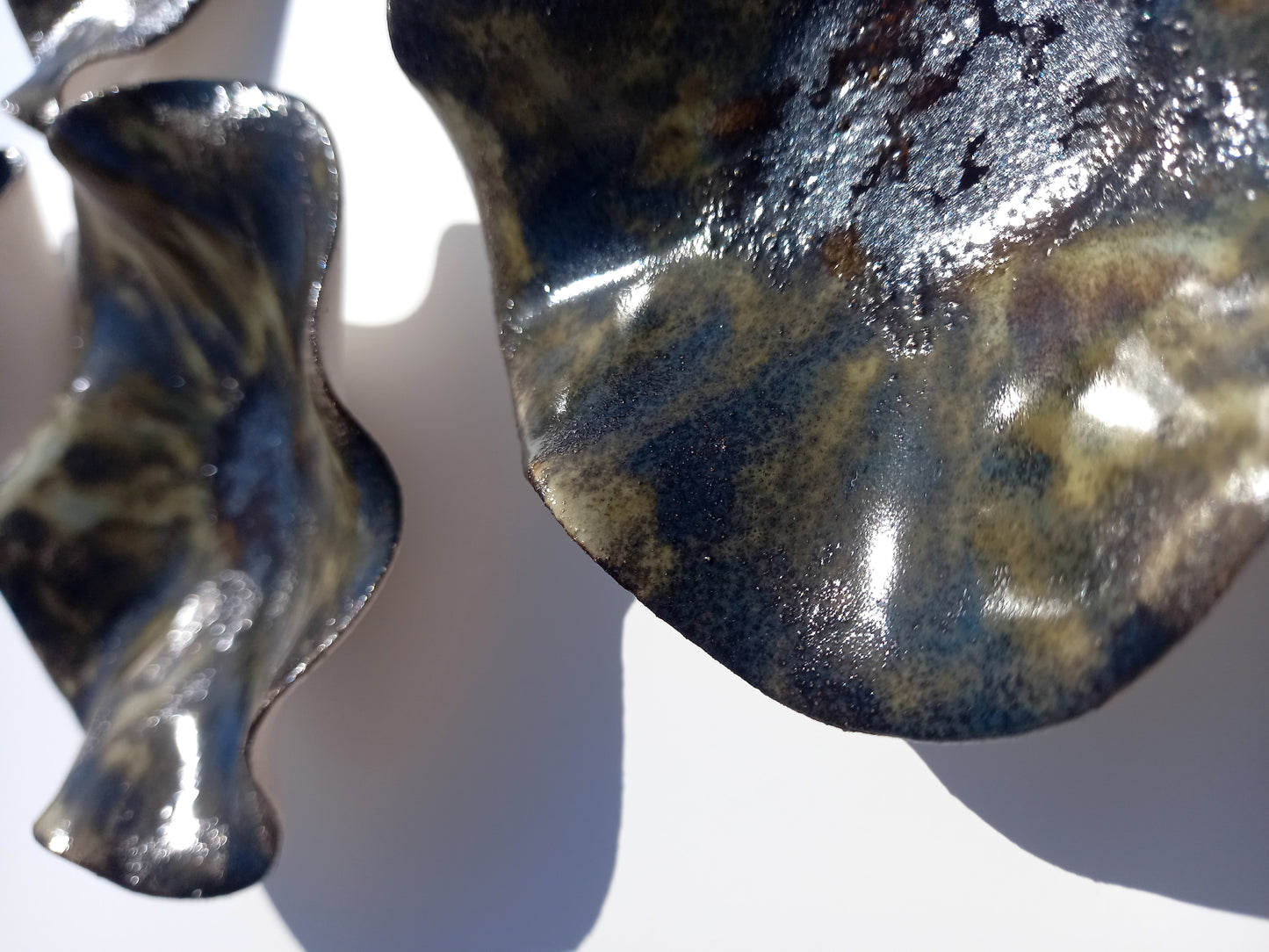 Dark Olive Green and Black Ceramic Wall Art: Art Installation Sculpture, Made to Order