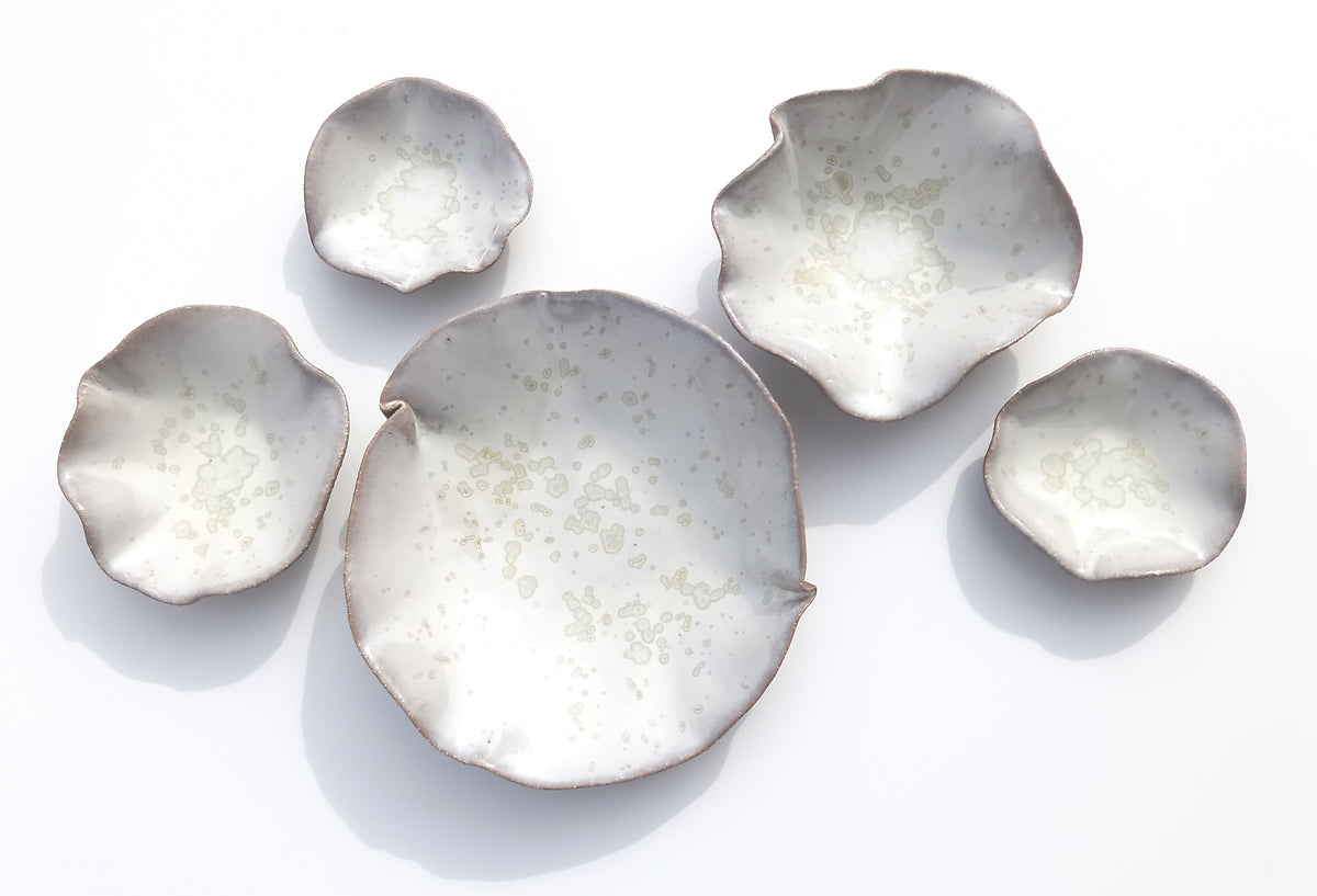 Oyster White Porcelain Art Sculpture: Soft Pearl White Ceramic Wall Decor, Made to Order