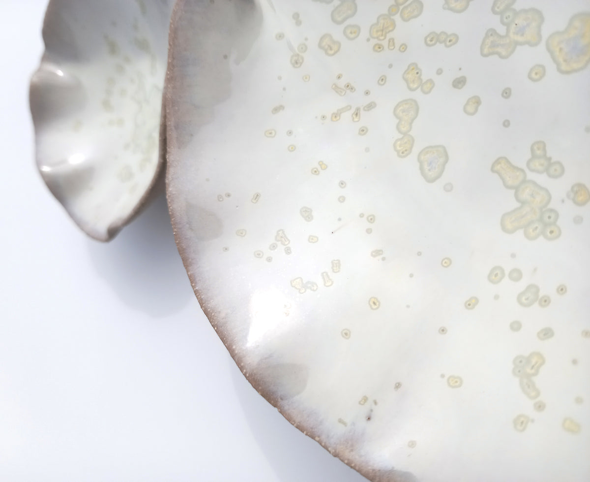 Oyster White Porcelain Art Sculpture: Soft Pearl White Ceramic Wall Decor, Made to Order