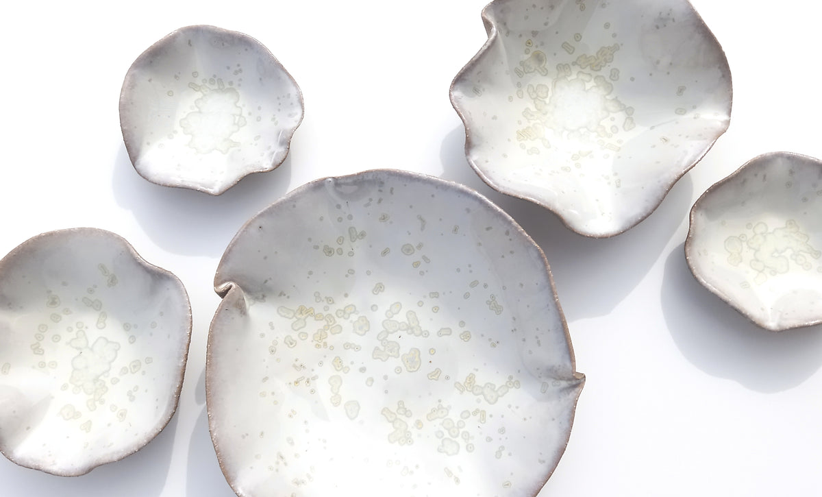 Oyster White Porcelain Art Sculpture: Soft Pearl White Ceramic Wall Decor, Made to Order
