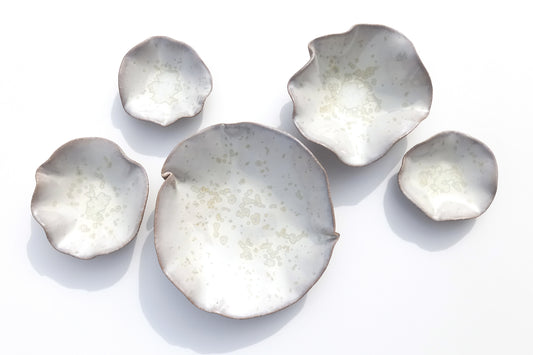 Oyster White Porcelain Art Sculpture: Soft Pearl White Ceramic Wall Decor, Made to Order