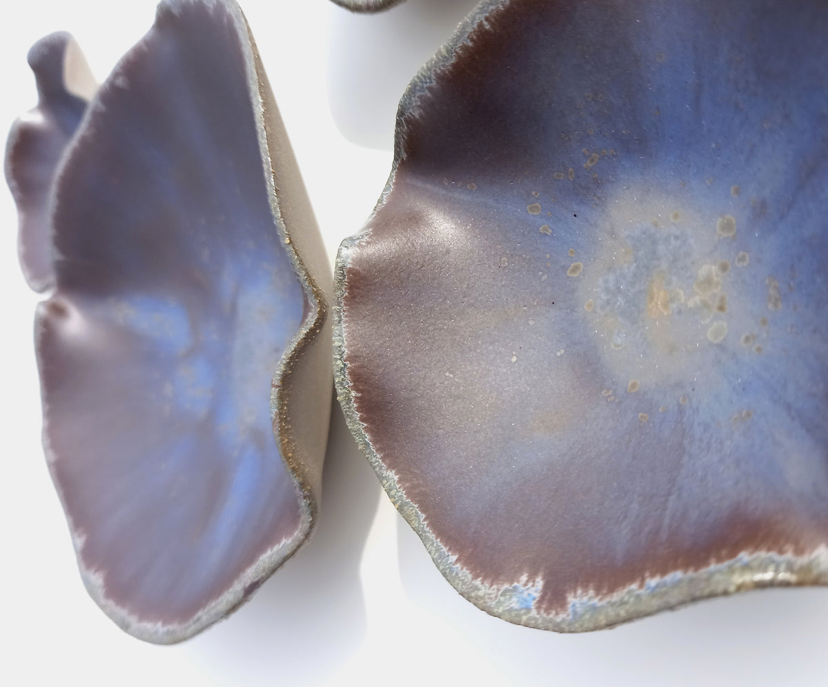 Espresso Brown & Plum Blue Porcelain Art Sculpture: Ceramic Wall Decor, Made to Order