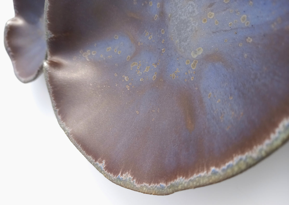 Espresso Brown & Plum Blue Porcelain Art Sculpture: Ceramic Wall Decor, Made to Order