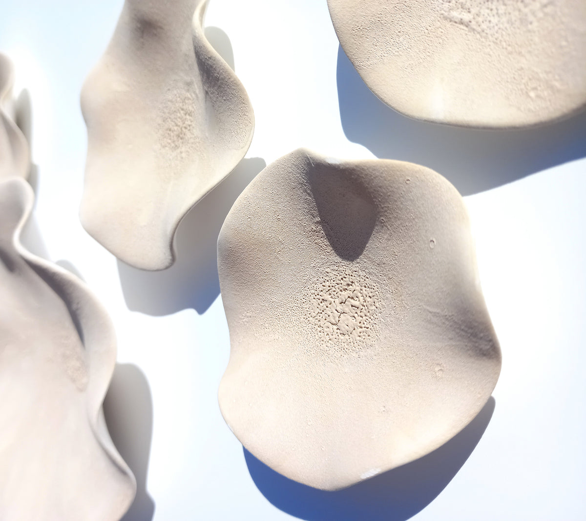 Sand Ceramic Flower Wall Art Tiles: Oatmeal Large Floral Wall Sculpture (Made to Order)