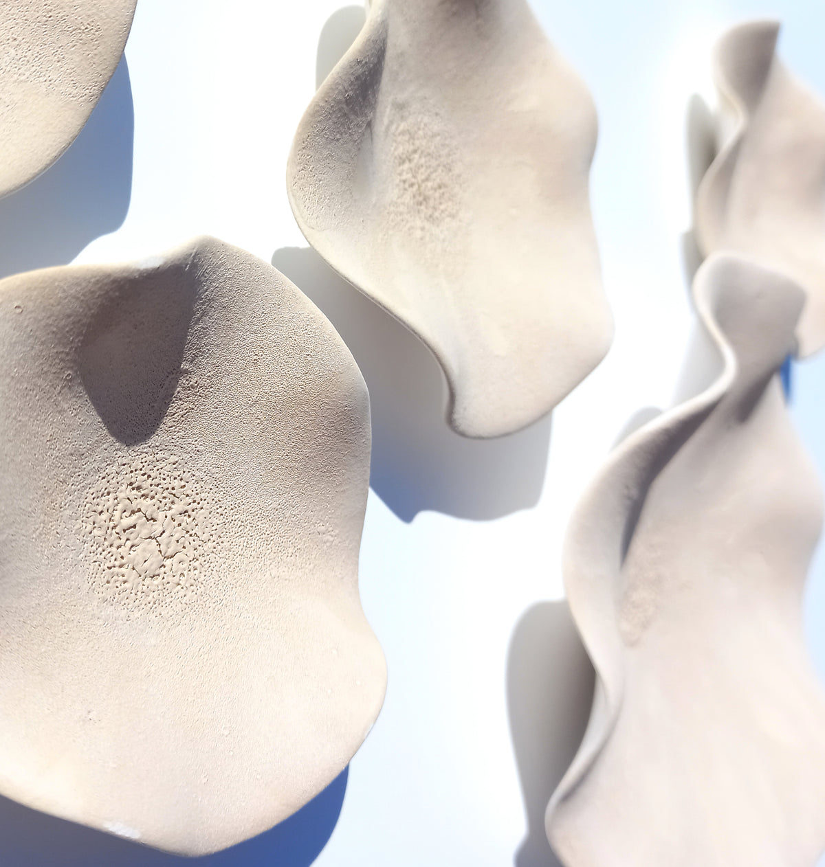 Sand Ceramic Flower Wall Art Tiles: Oatmeal Large Floral Wall Sculpture (Made to Order)