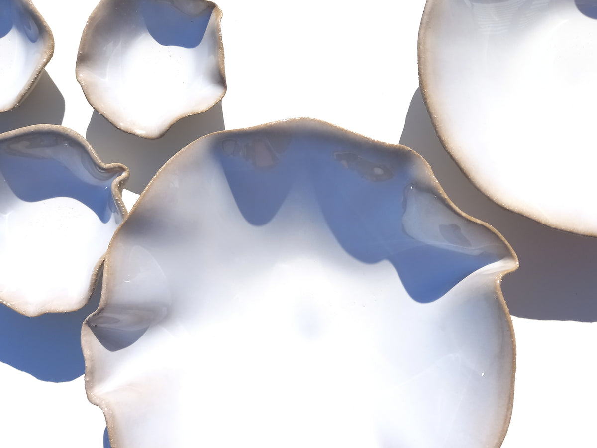 Milky White Stoneware Art Sculpture: Eggshell Ceramic Wall Decor, Made to Order