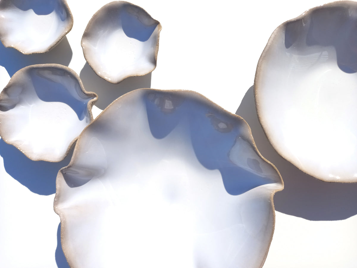 Milky White Stoneware Art Sculpture: Eggshell Ceramic Wall Decor, Made to Order