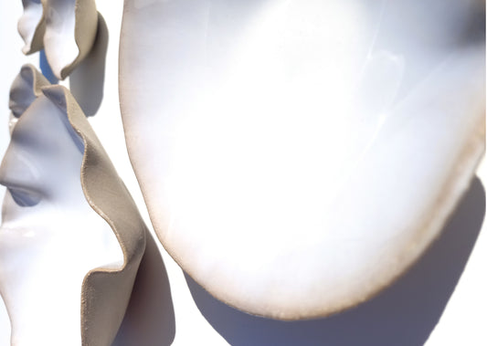 Milky White Stoneware Art Sculpture: Eggshell Ceramic Wall Decor, Made to Order