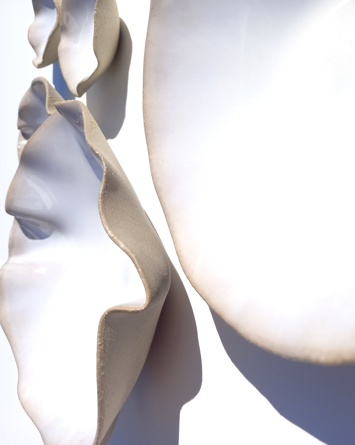 Milky White Stoneware Art Sculpture: Eggshell Ceramic Wall Decor, Made to Order