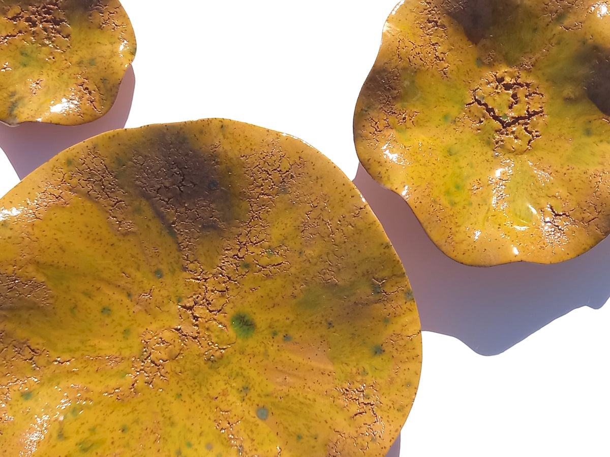 Mustard Terracotta Wall Art. Yellow Ochre Handmade Ceramic Tulip Sculpture Set, Made to Order