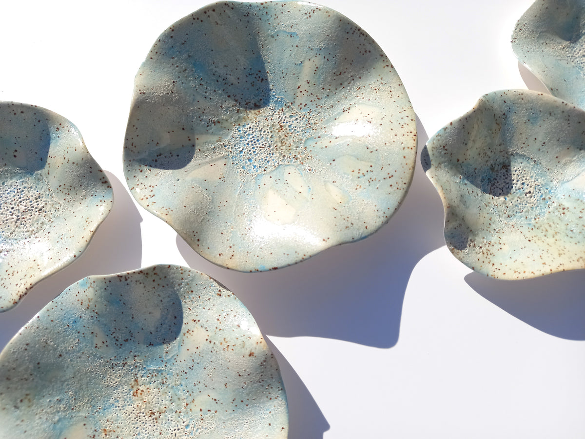 Dusty Blue & Sand Ceramic Wall Art: Art Installation Sculpture, Made to Order
