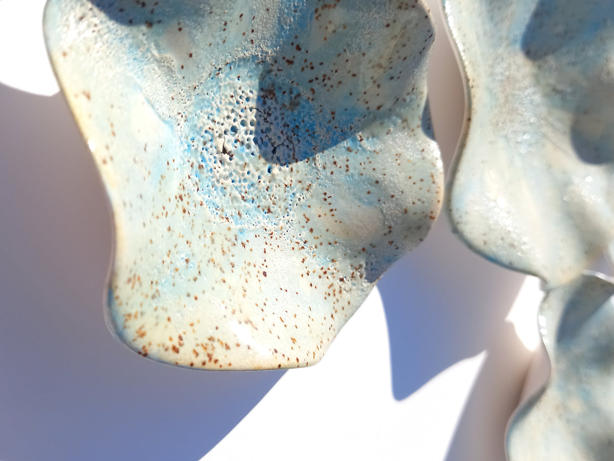 Dusty Blue & Sand Ceramic Wall Art: Art Installation Sculpture, Made to Order