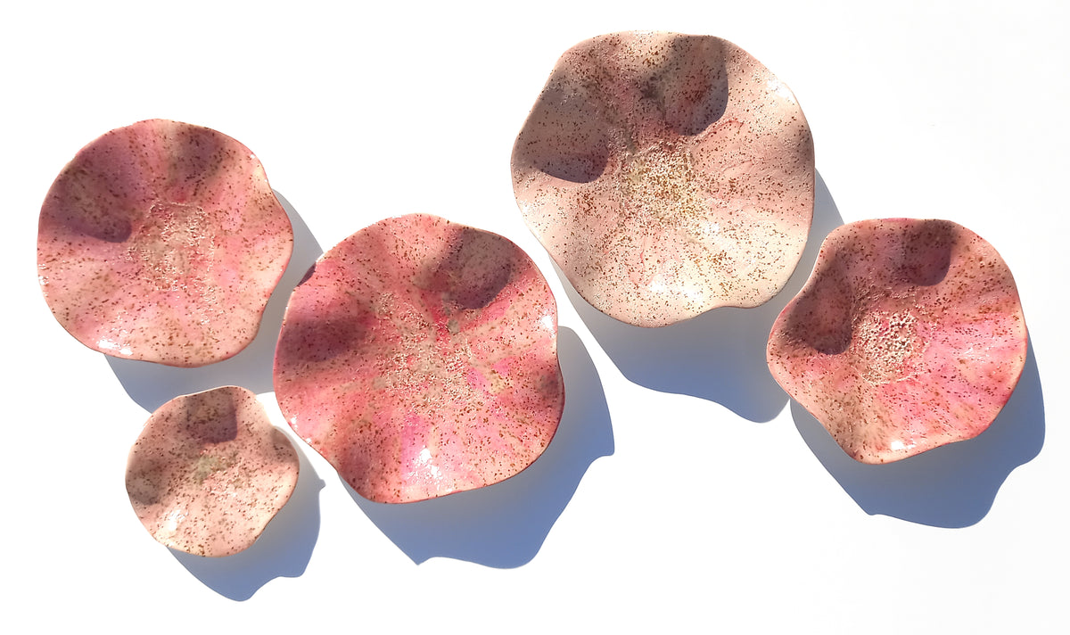 Dusty Rose and Blush Pink Ceramic Wall Art: Art Installation Sculpture, Made to Order