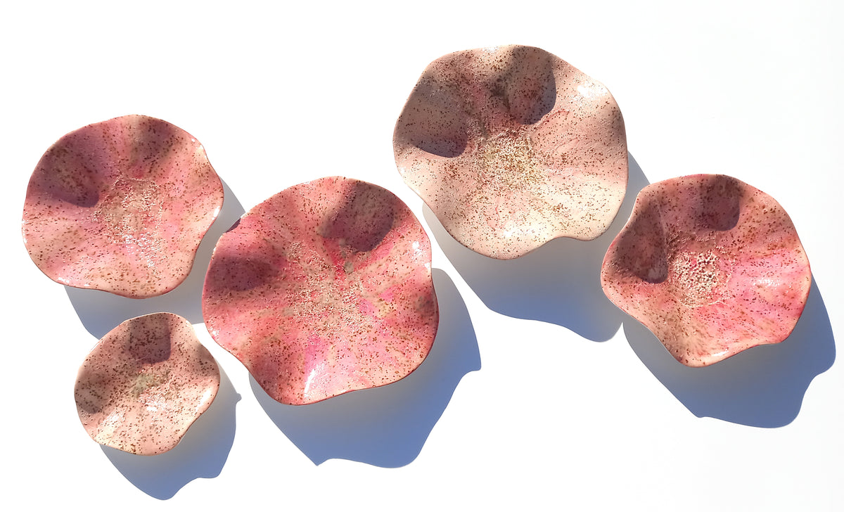 Dusty Rose and Blush Pink Ceramic Wall Art: Art Installation Sculpture, Made to Order