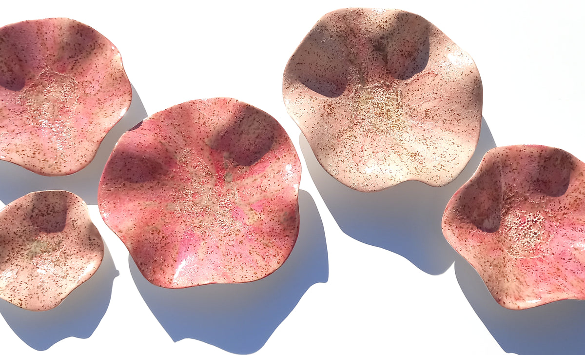 Dusty Rose and Blush Pink Ceramic Wall Art: Art Installation Sculpture, Made to Order