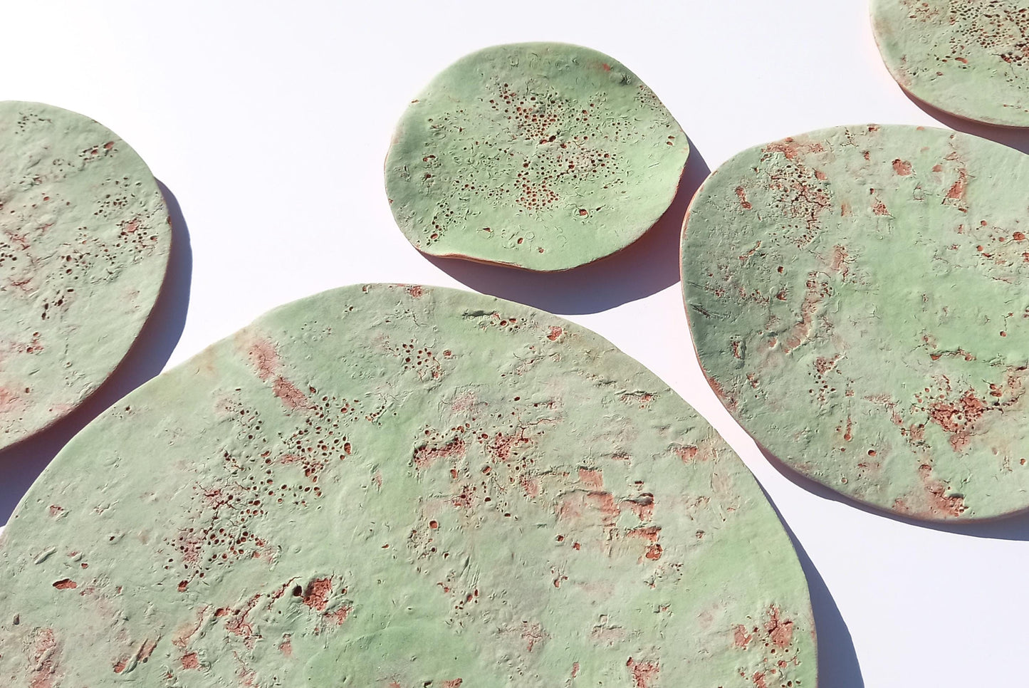 Terracotta Tile Wall Art: Apple Green Ceramic Sculpture, Made to Order