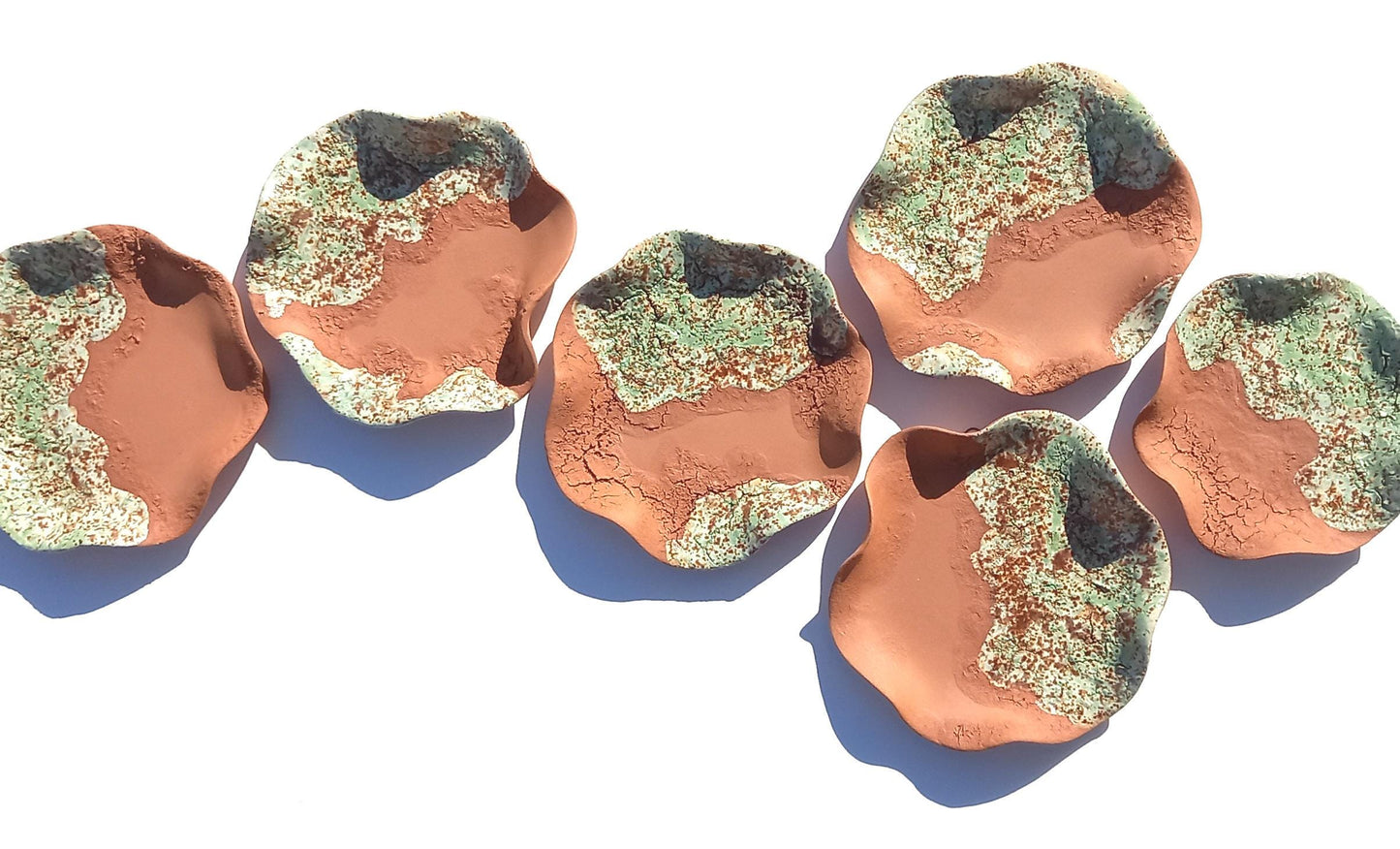 Pistachio Green & Terracotta Wall Art - Ceramic Sculpture - Modern Decorative Tiles - Made to Order