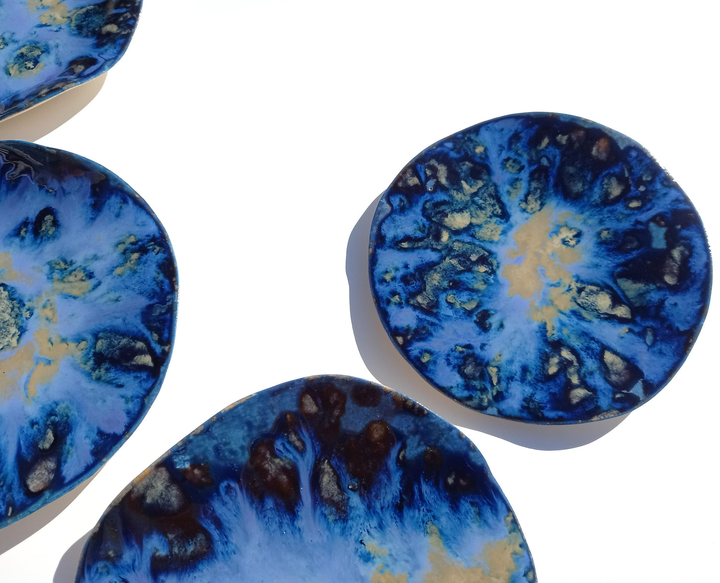 Organic Porcelain Wall Art Tiles - Blue & Honey - Made To Order