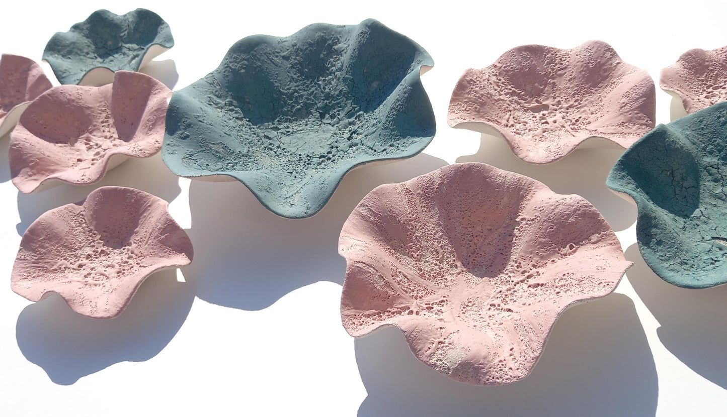 Large Teal & Pink Ceramic Wall Art - Floral Sculpture - Decorative Tiles MADE TO ORDER