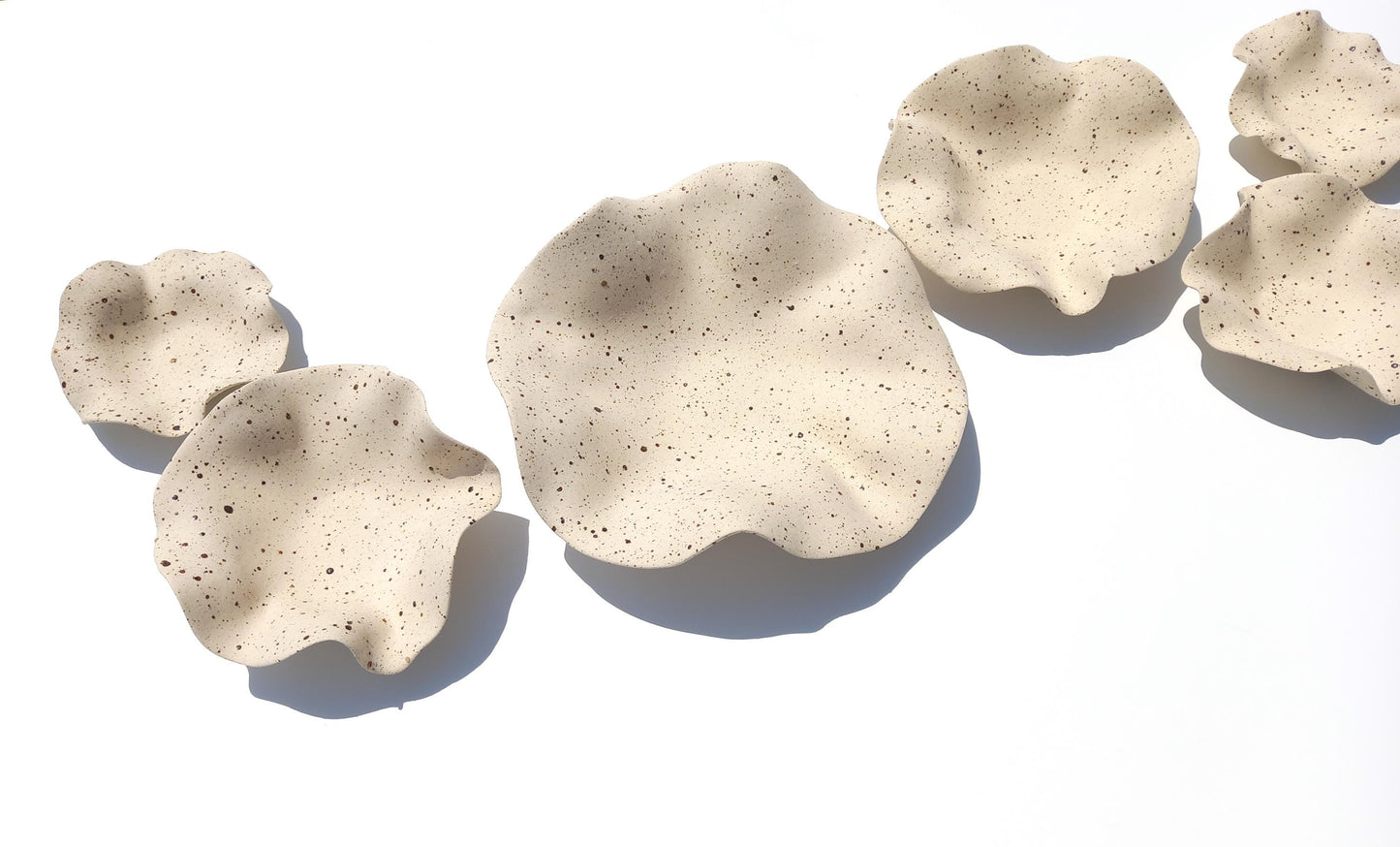 Beige Speckled Ceramic Wall Art: Handmade Art Decor, Made to Order