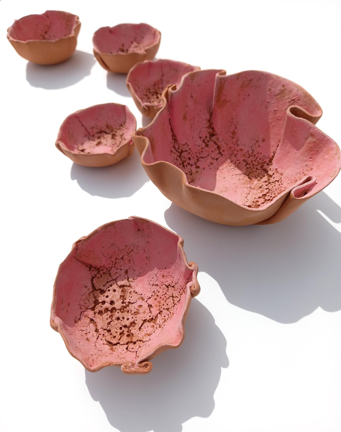 Large Pink Terracotta Flower Wall Sculpture - Handmade Ceramic Tile Art (MADE TO ORDER)