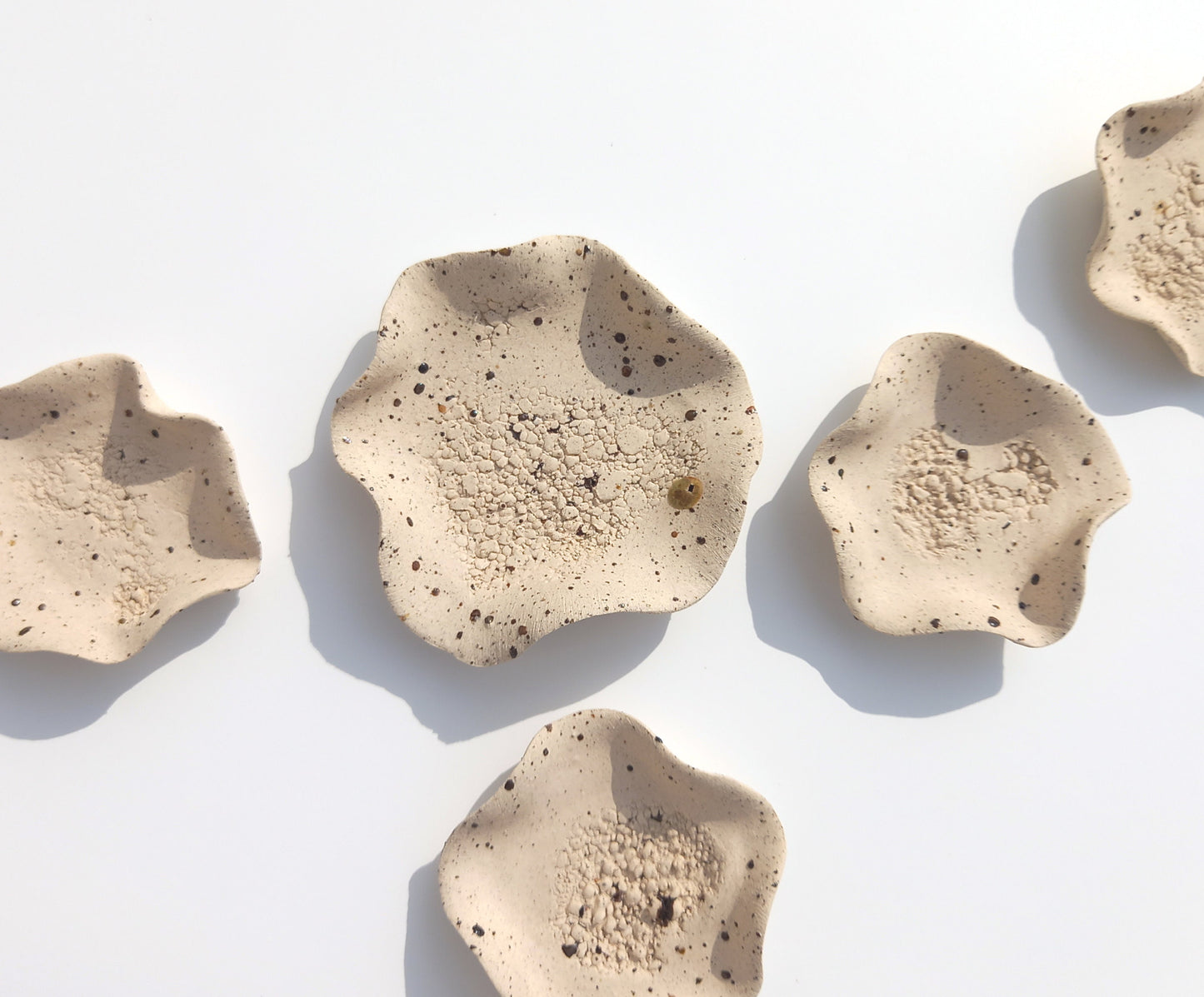 Beige Speckled Stoneware Flower Tiles: Large Ceramic Wall Art (MADE TO ORDER)