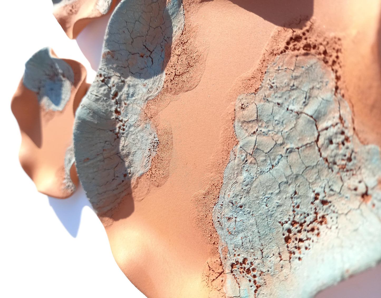 Terracotta Flower Tile Wall Art: Teal Green Ceramic Sculpture, Made to Order