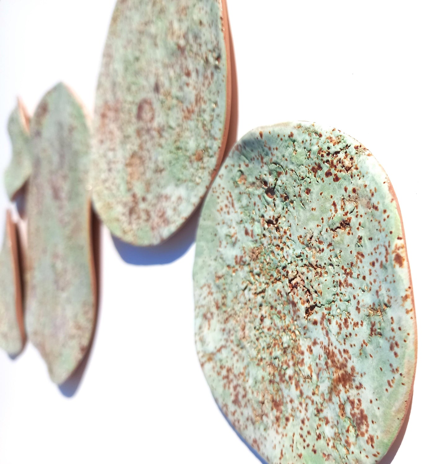 Light Green Terracotta Wall Art - Ceramic Wall Sculpture - Modern Decorative Tiles - Made to Order