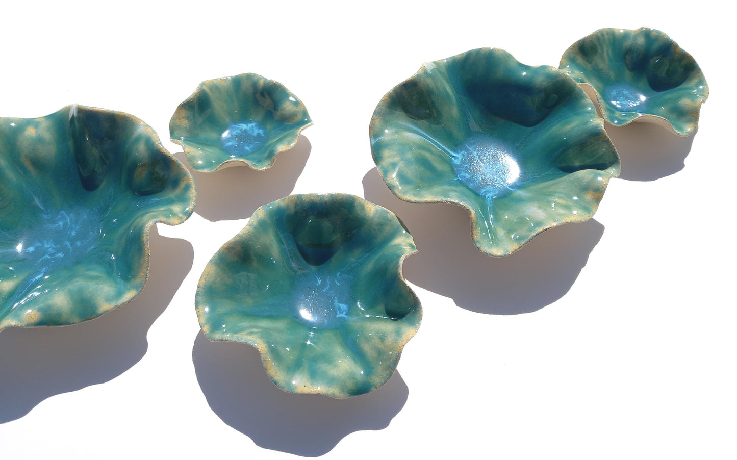 Handmade Ceramic Flower Wall Decor: Light Green & Blue Tulips (Made to Order)