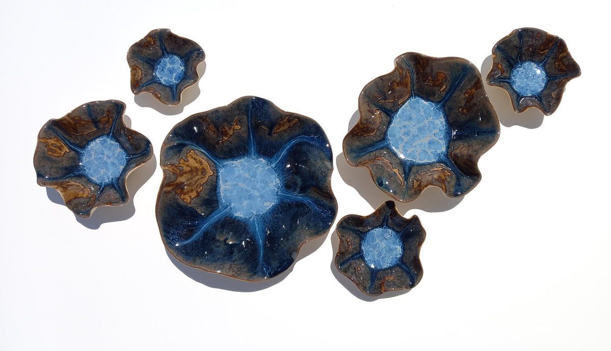 Blue Porcelain Wall Art Sculpture Set - Ocean Inspired, Made to Order