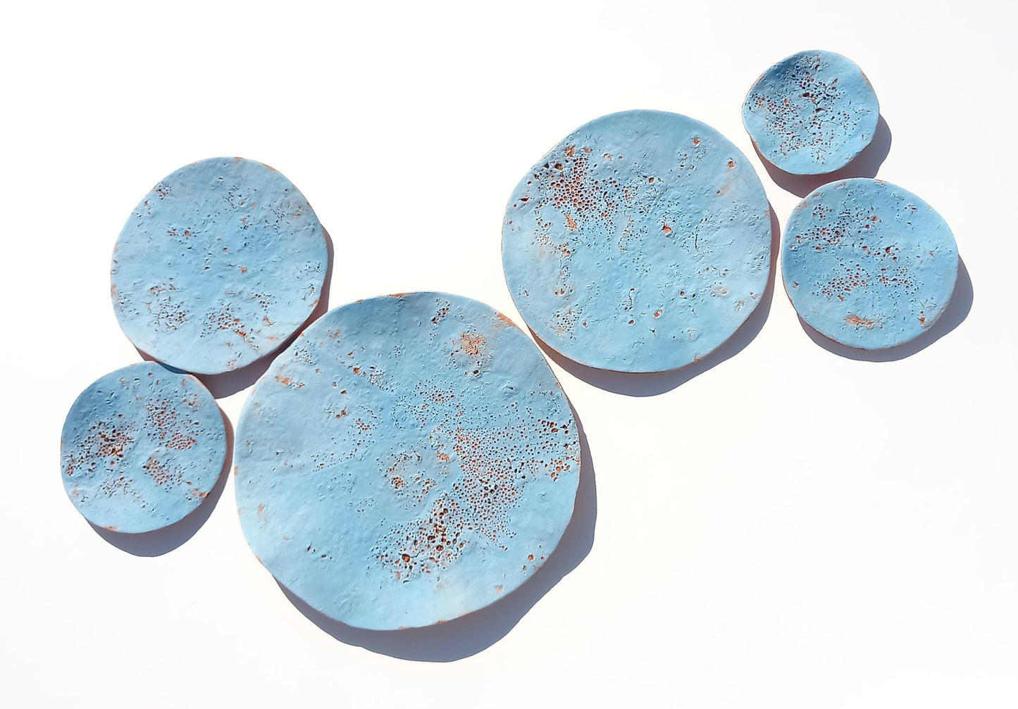 Terracotta Tile Wall Art: Sky Blue Ceramic Sculpture, Made to Order