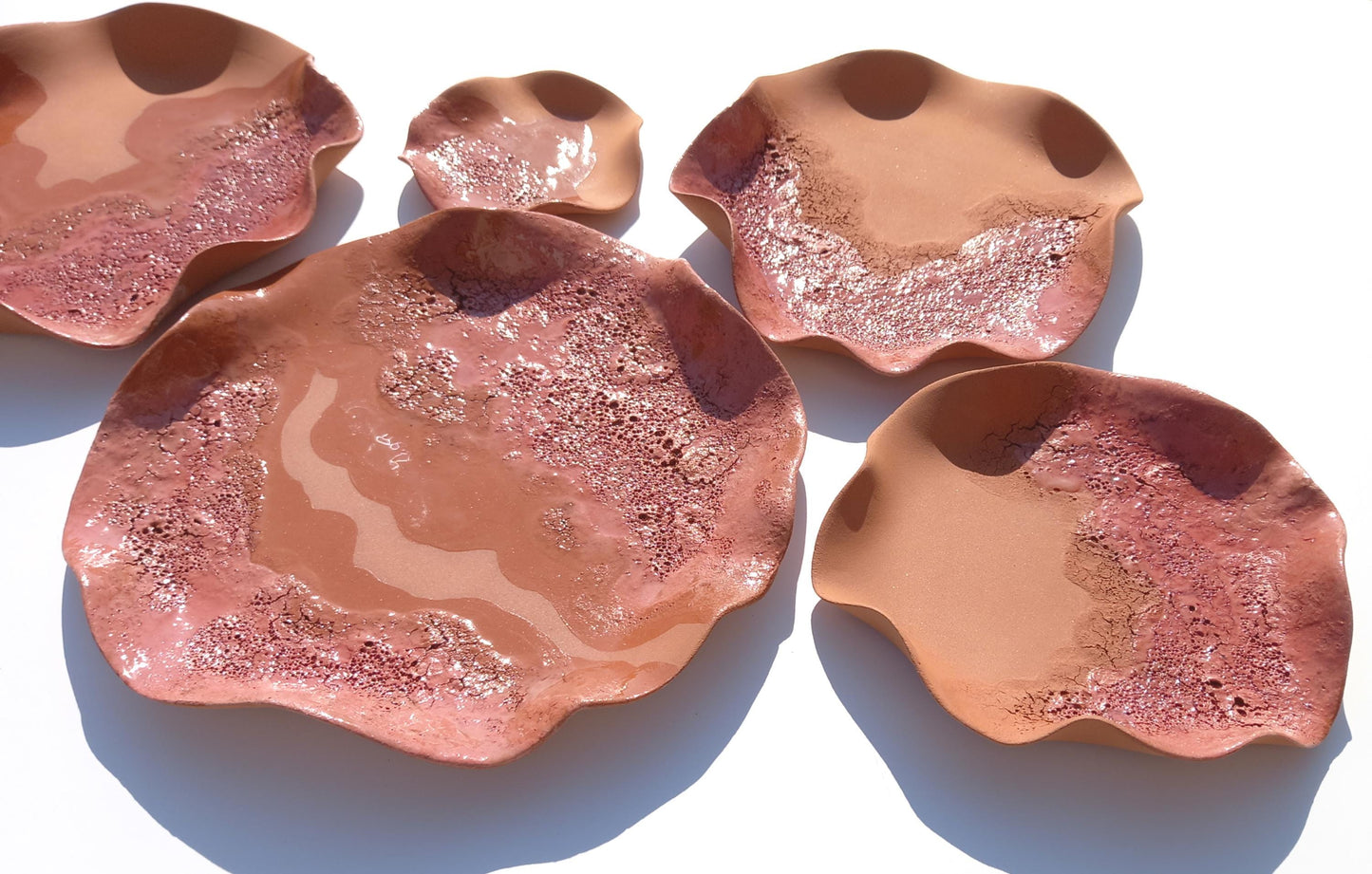 Terracotta Flower Tile Wall Art: Blush Ceramic Sculpture, Made to Order