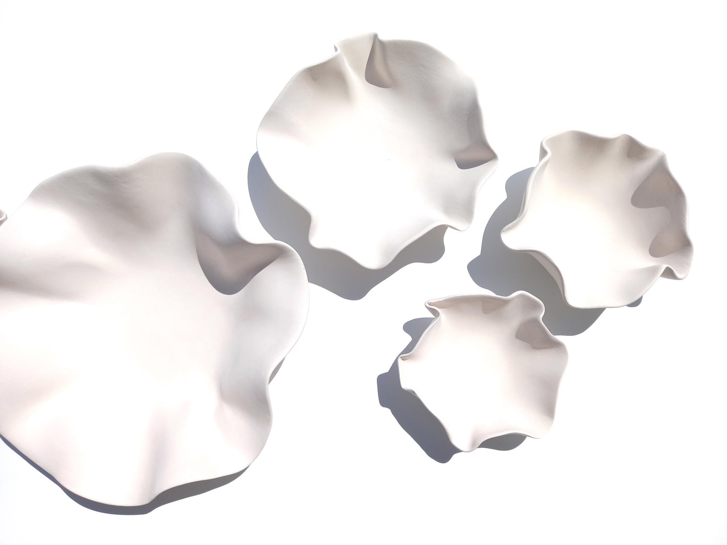 White Ceramic Flower Wall Art Tiles: Handmade Floral Sculpture (Made to Order)