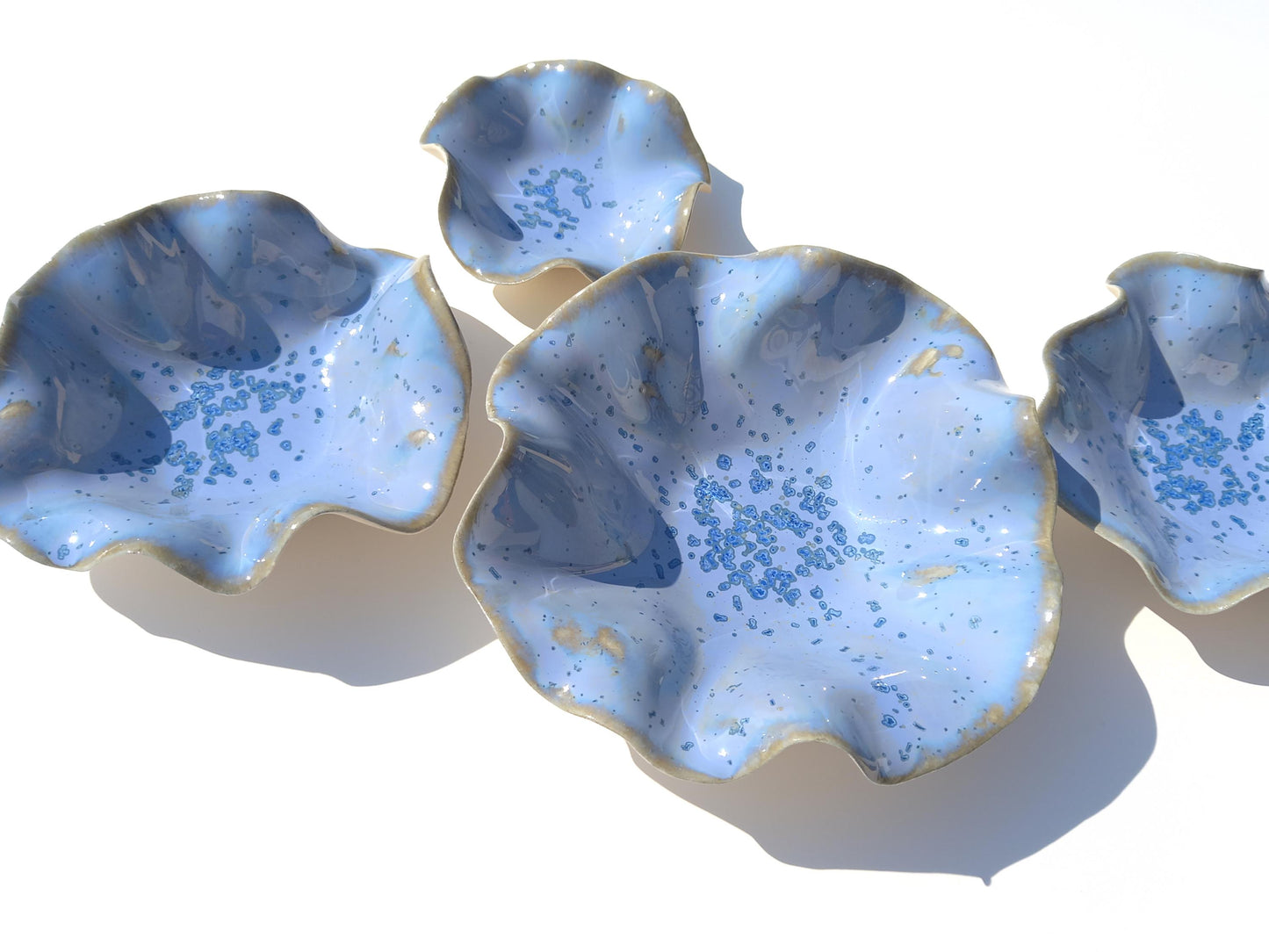 Light Blue Porcelain Wall Art Sculpture Set - Handmade Tulip Ceramic, Made to Order