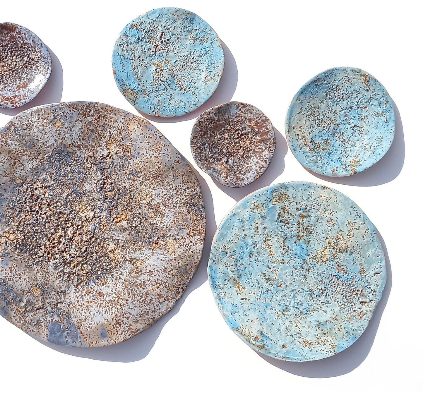 Navy & Sky Blue Terracotta Wall Art - Ceramic Wall Sculpture - Decorative Tiles - Made to Order