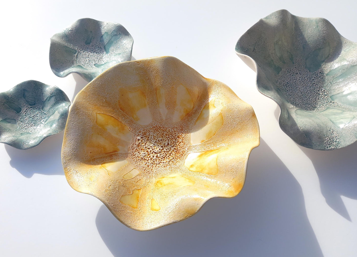 Teal & Sunset Ceramic Wall Art: Art Installation Sculpture (Made to Order)