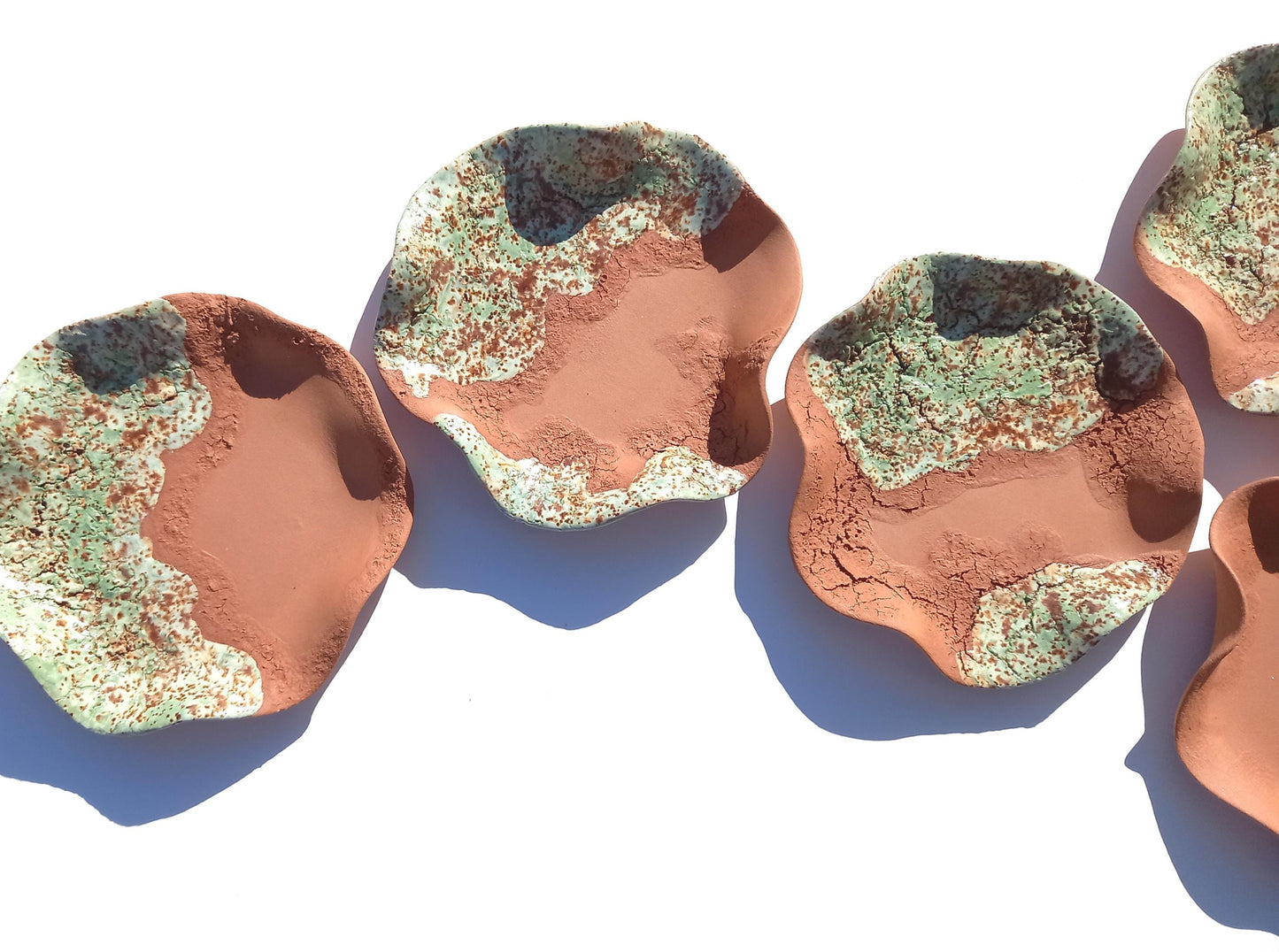 Pistachio Green & Terracotta Wall Art - Ceramic Sculpture - Modern Decorative Tiles - Made to Order
