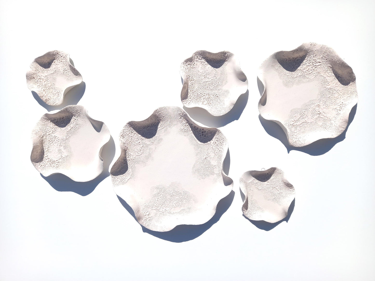 Off-White Ceramic Flower Wall Art Tiles: Large Handmade Wall Sculpture, Made to Order