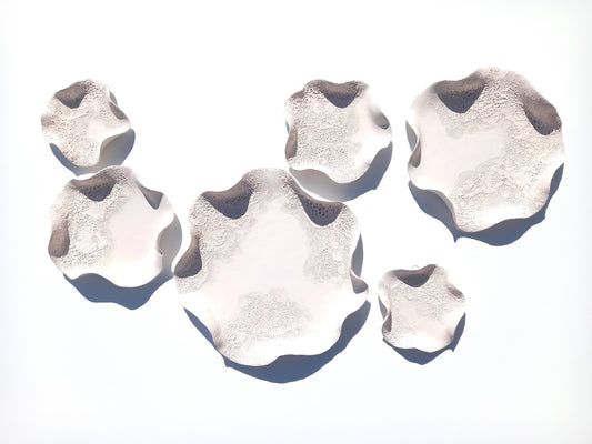 Off-White Ceramic Flower Wall Art Tiles: Large Handmade Wall Sculpture, Made to Order