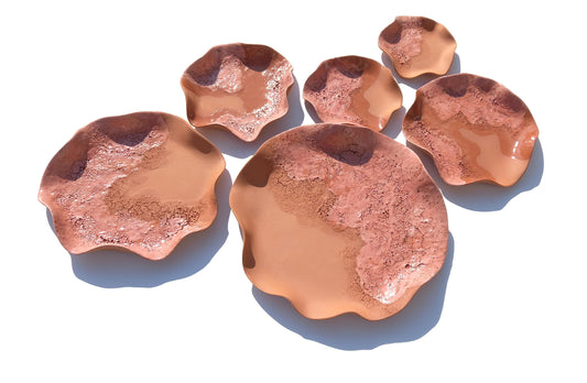 Terracotta Flower Tile Wall Art: Blush Ceramic Sculpture, Made to Order