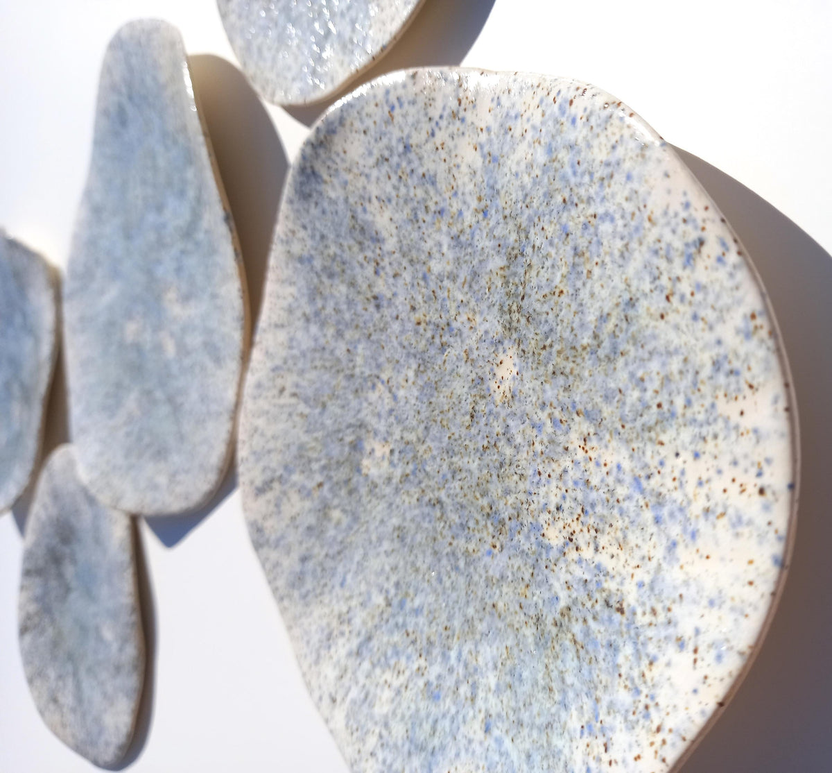 White, Blue & Beige Porcelain Wall Sculpture with Hangers - Organic Art Installation - Made to Order