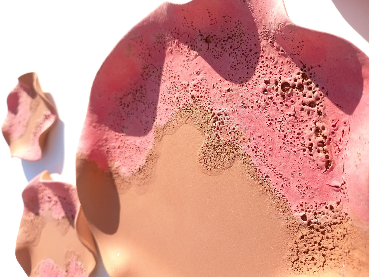 Terracotta Flower Tile Wall Art: Pink Blush Ceramic Sculpture, Made to Order