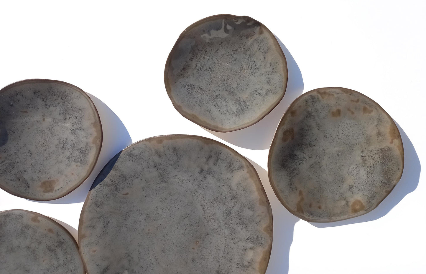 Taupe Gray & Stone Ceramic Wall Sculpture: Organic Round Porcelain Tile Art, Made to Order