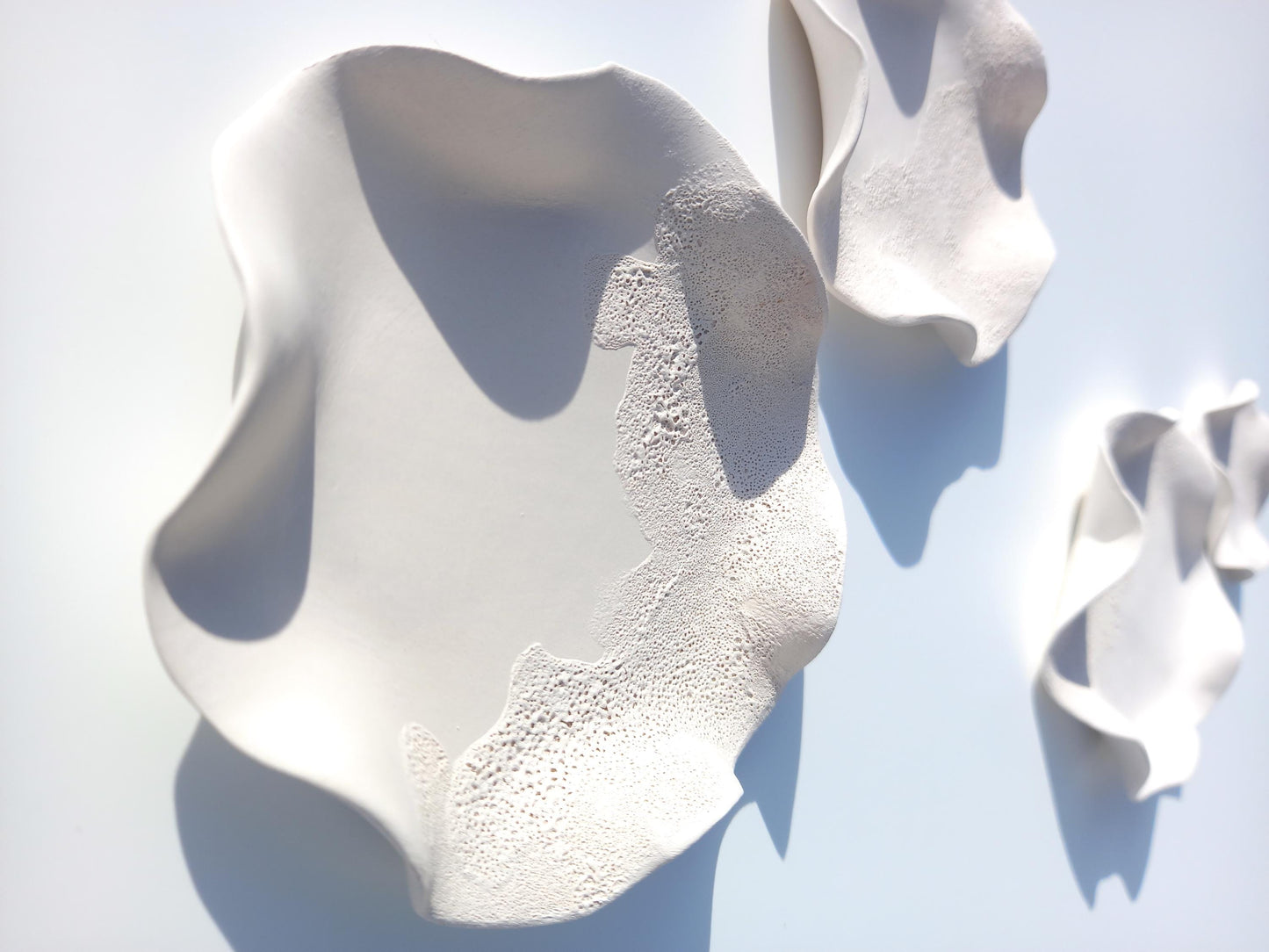Large White Ceramic Wall Art - Minimalist Sculpture - Modern Floral Decor - Made to Order