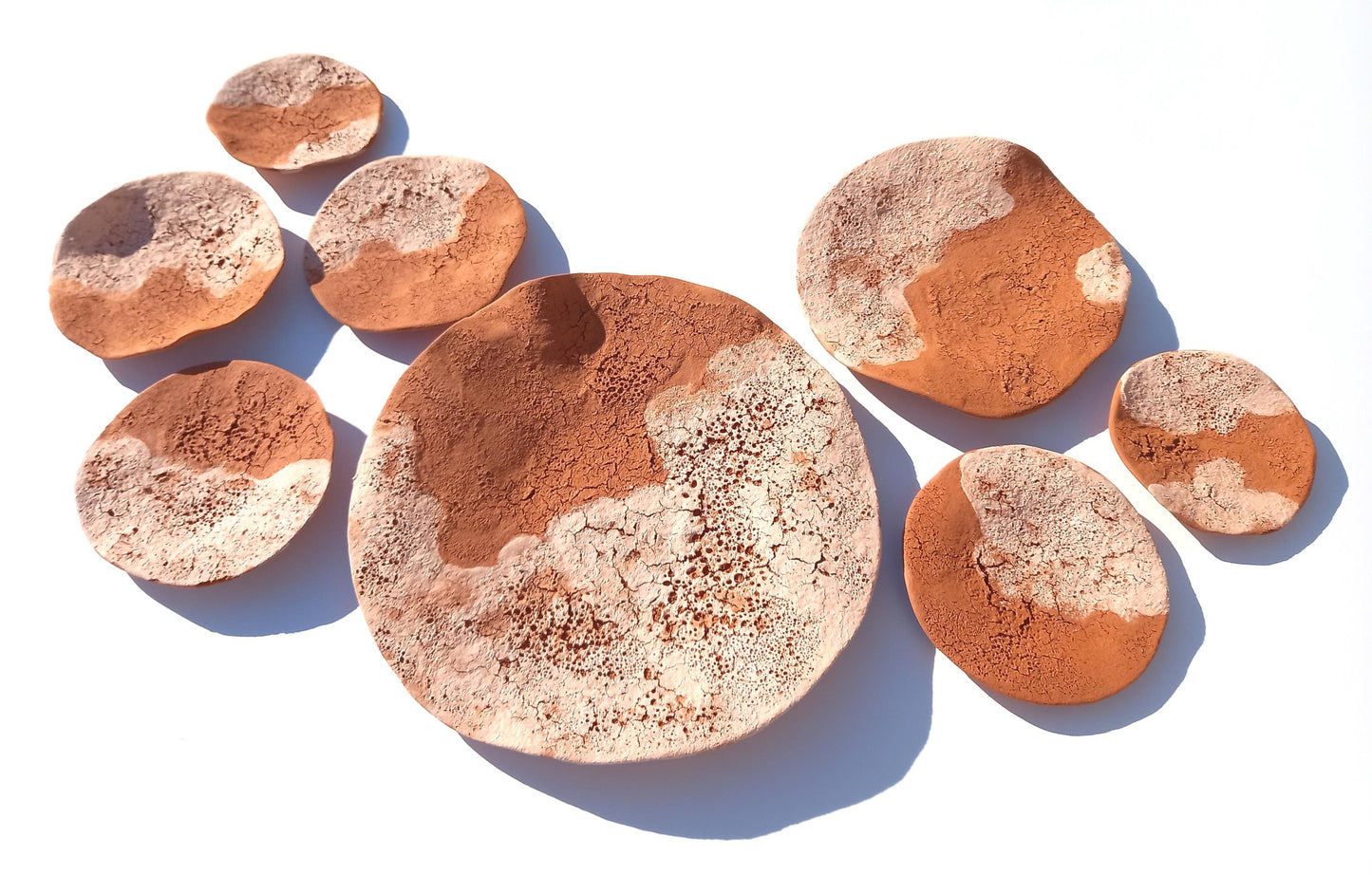Beige & Terracotta Desert Wall Art Tiles: Handmade Ceramic Sculpture, Made to Order
