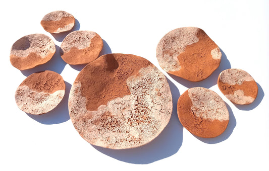 Beige & Terracotta Desert Wall Art Tiles: Handmade Ceramic Sculpture, Made to Order