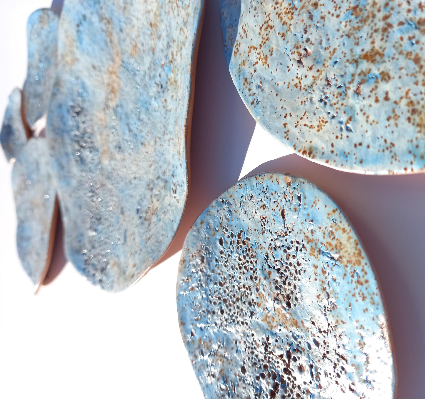 Sky Blue Terracotta Wall Art - Ceramic Wall Sculpture - Modern Decorative Tiles - Made to Order