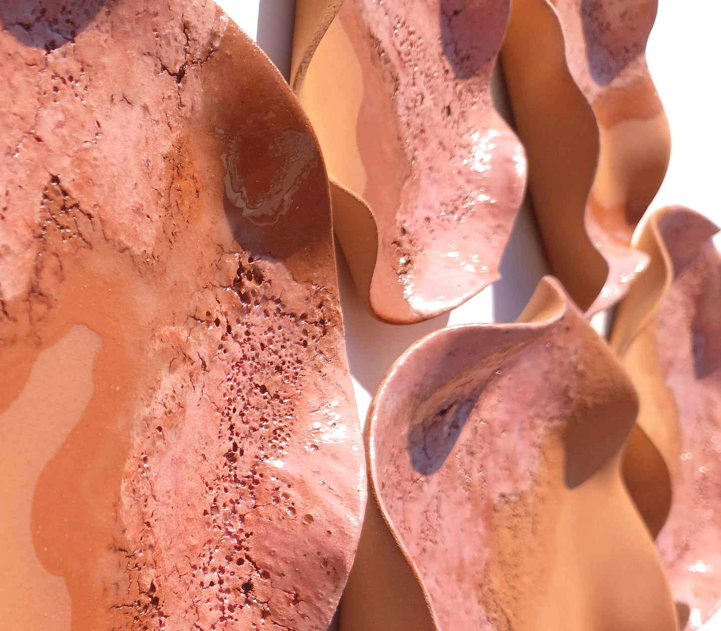 Terracotta Flower Tile Wall Art: Blush Ceramic Sculpture, Made to Order