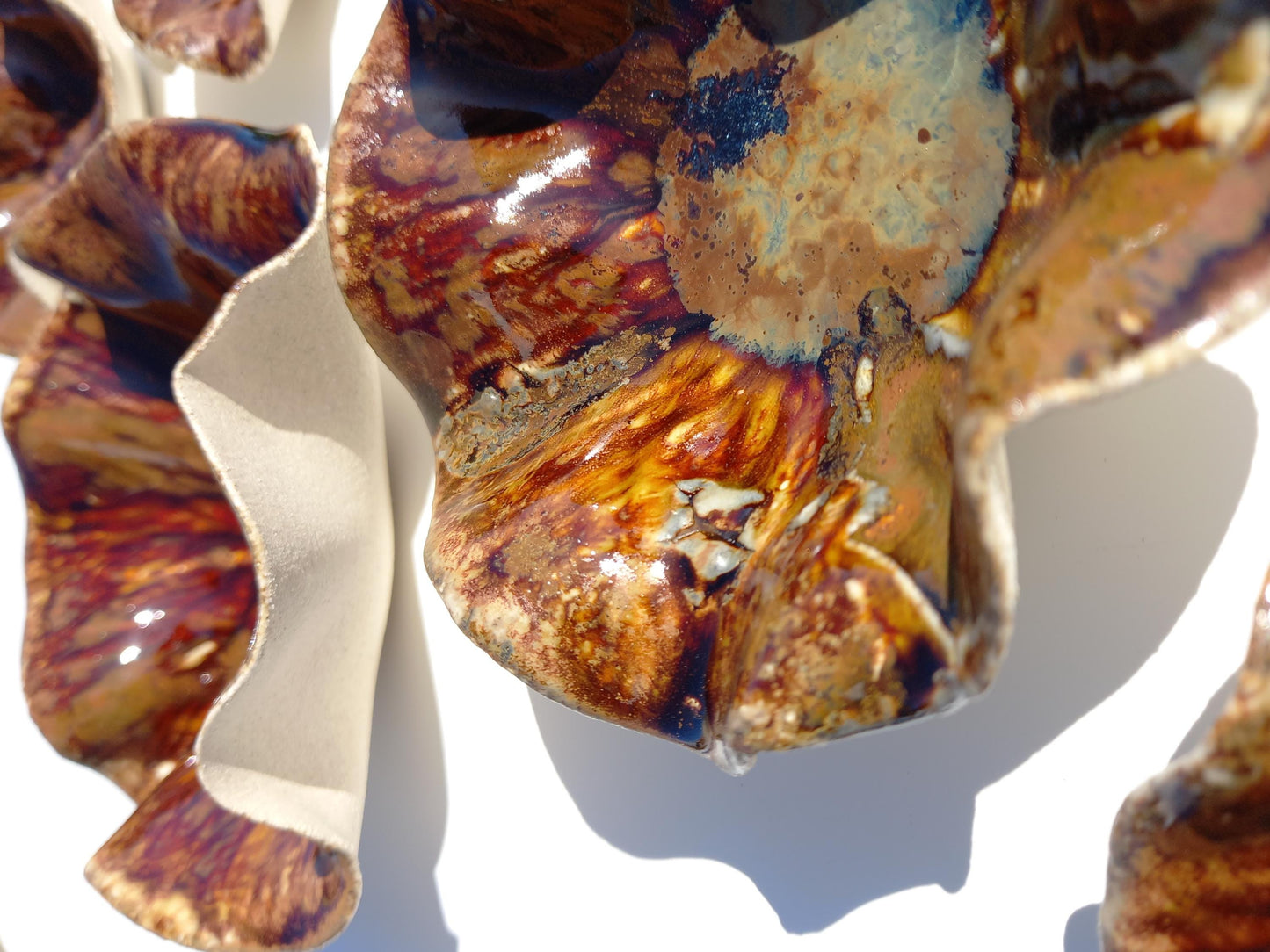 Amber Ceramic Wall Art - Modern Porcelain Flower Sculpture - Made to Order