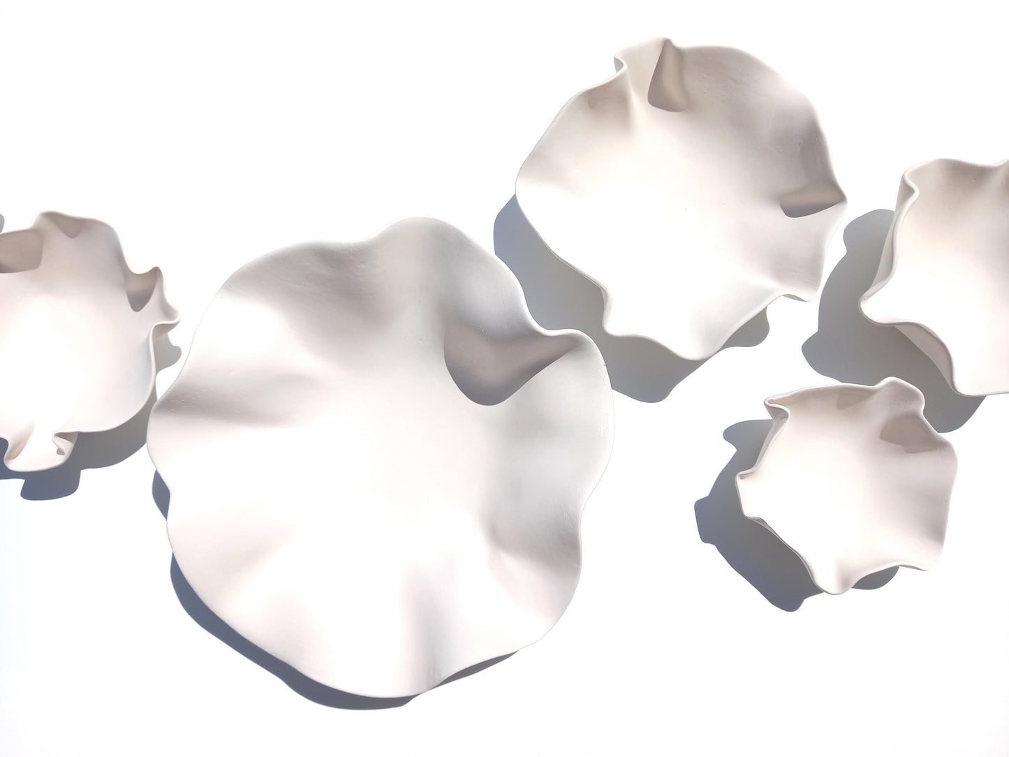 White Ceramic Flower Wall Art Tiles: Handmade Floral Sculpture (Made to Order)